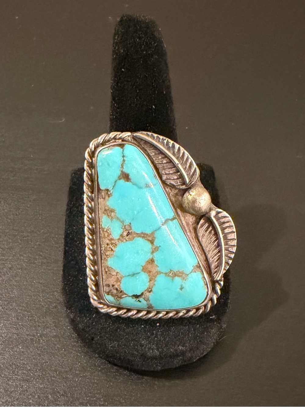 Silver Ring Handmade With Bisbee Turquoise Size 7.75